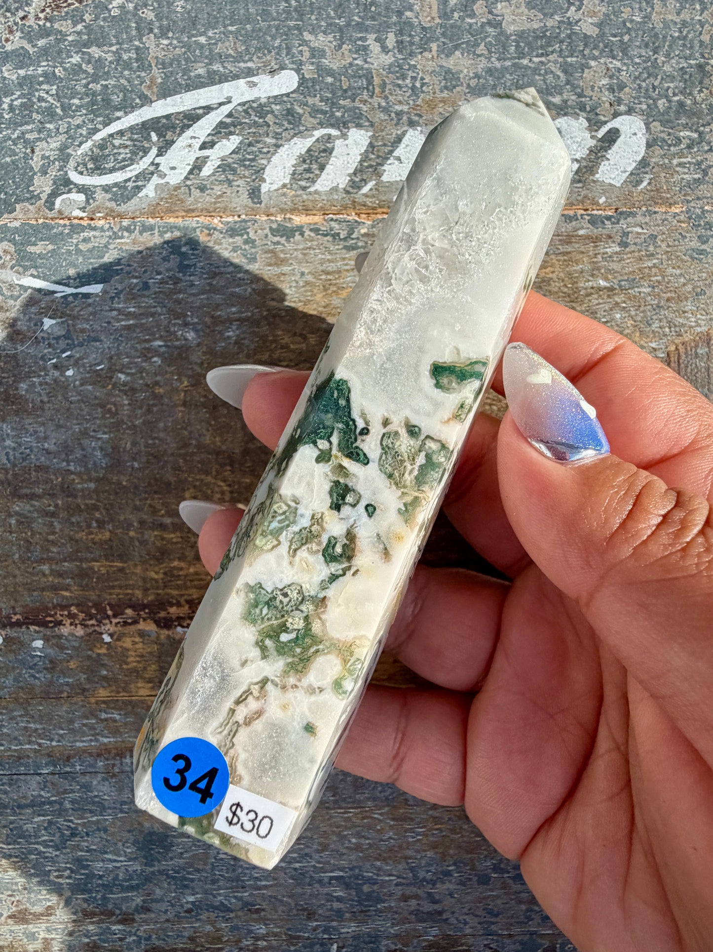 Gorgeous Druzy Moss Agate Tower | Opt 34