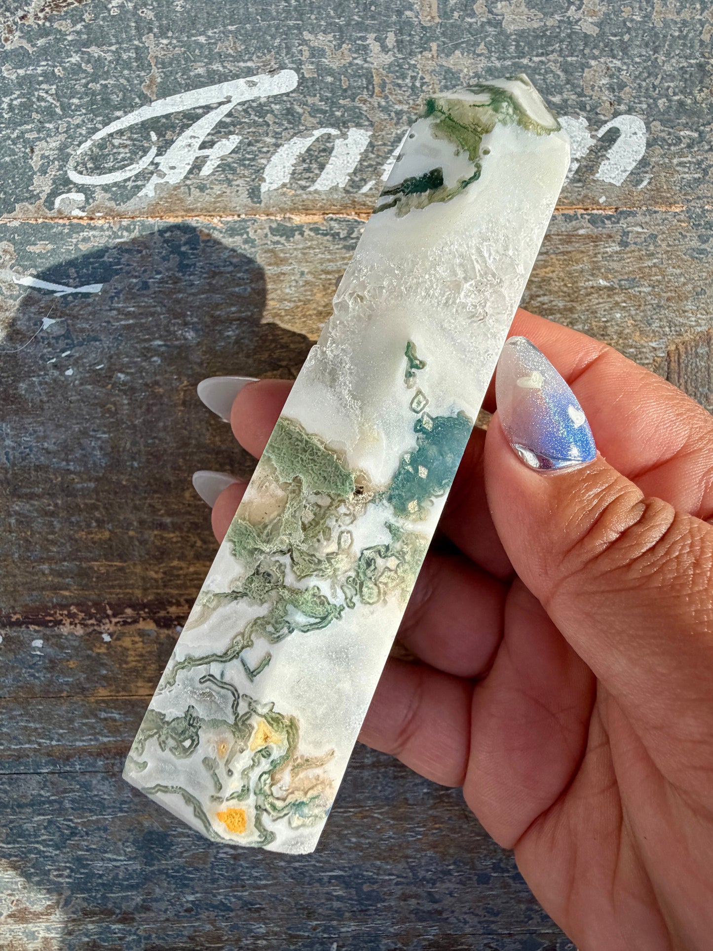 Gorgeous Druzy Moss Agate Tower | Opt 34