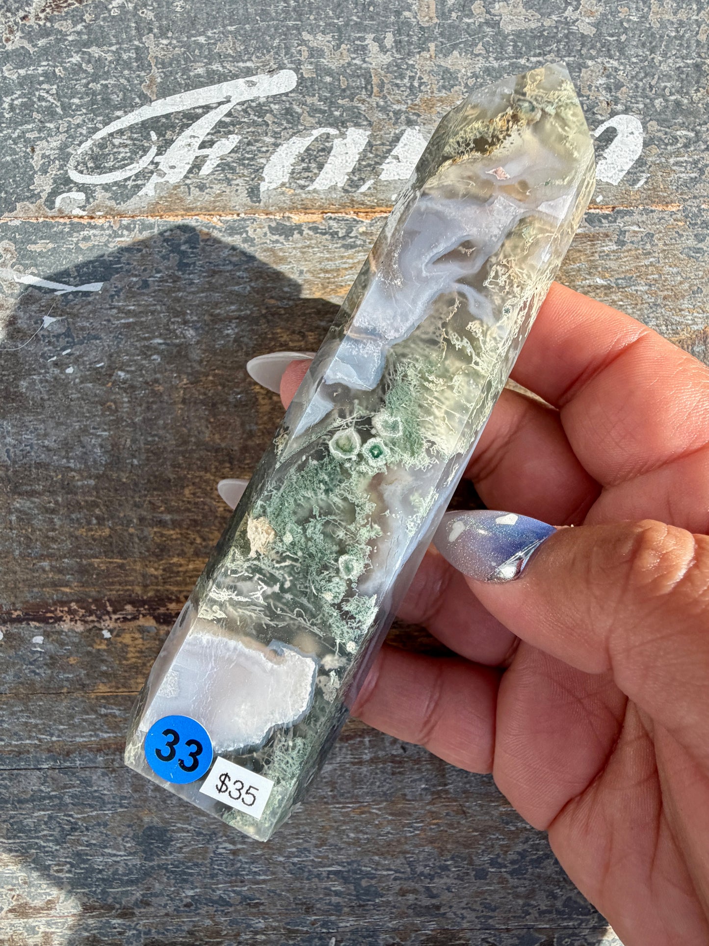 Gorgeous Druzy Moss Agate Tower | Opt 33