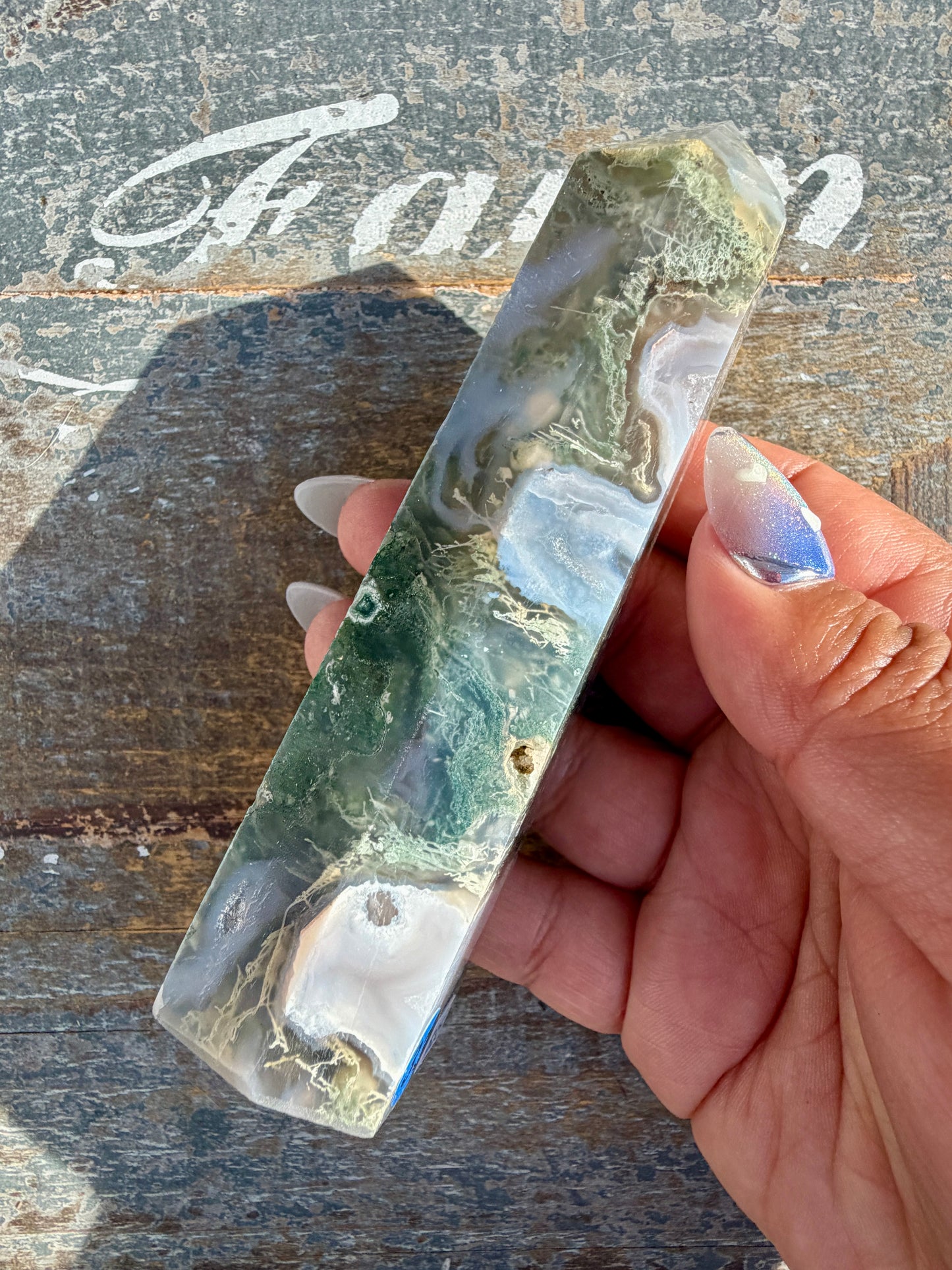 Gorgeous Druzy Moss Agate Tower | Opt 33