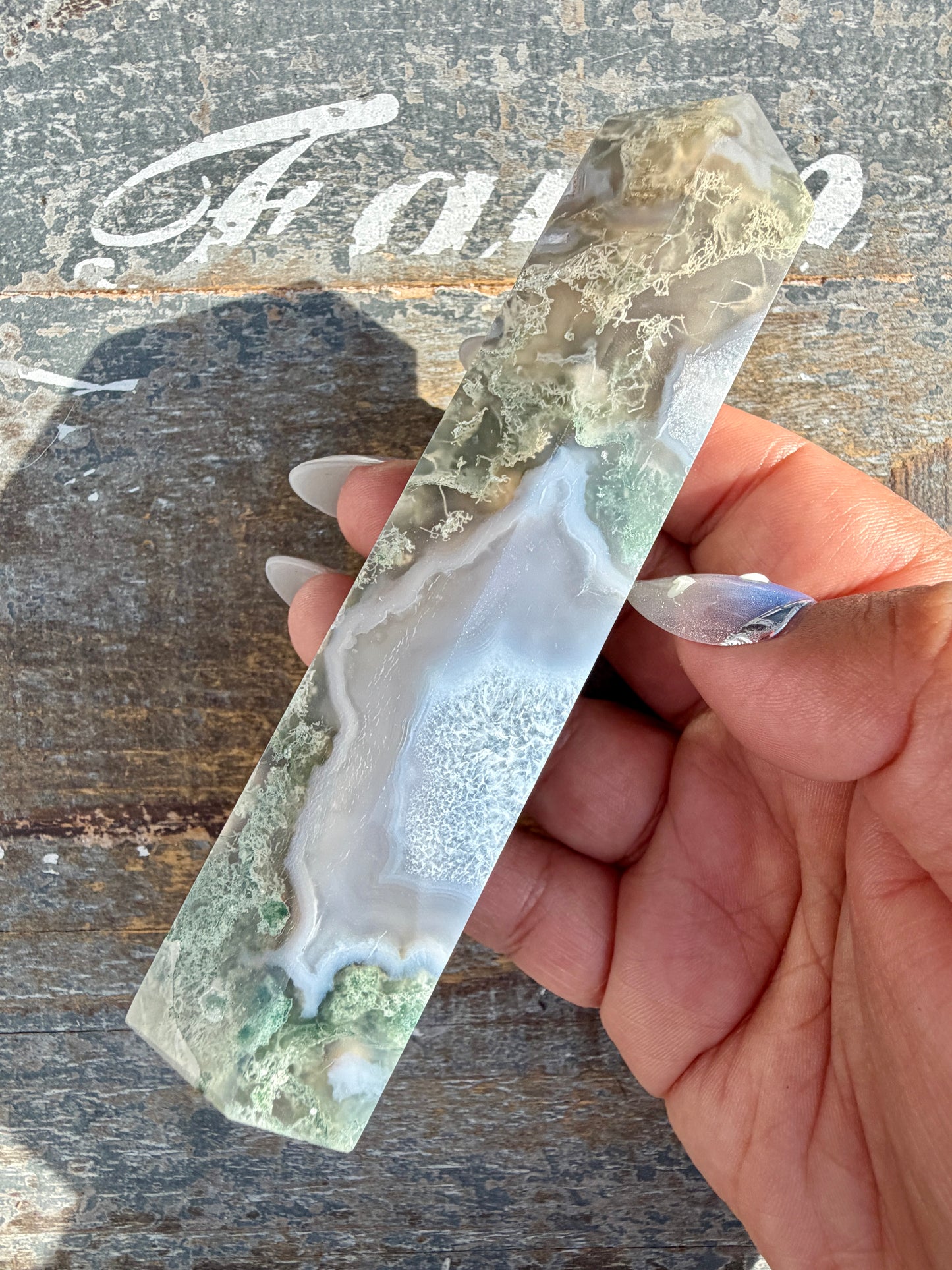 Gorgeous Druzy Moss Agate Tower | Opt 33