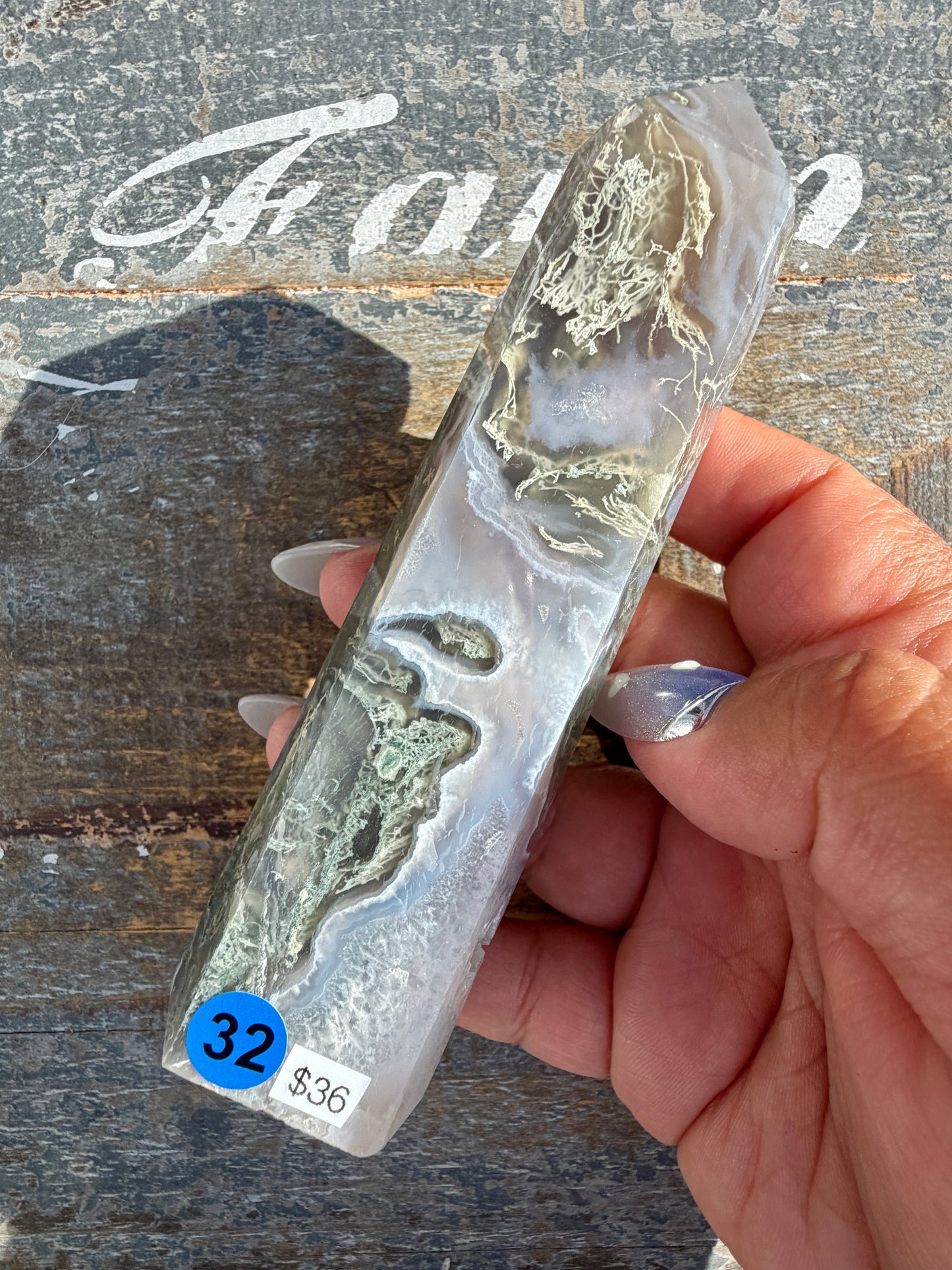 Gorgeous Druzy Moss Agate Tower | Opt 32
