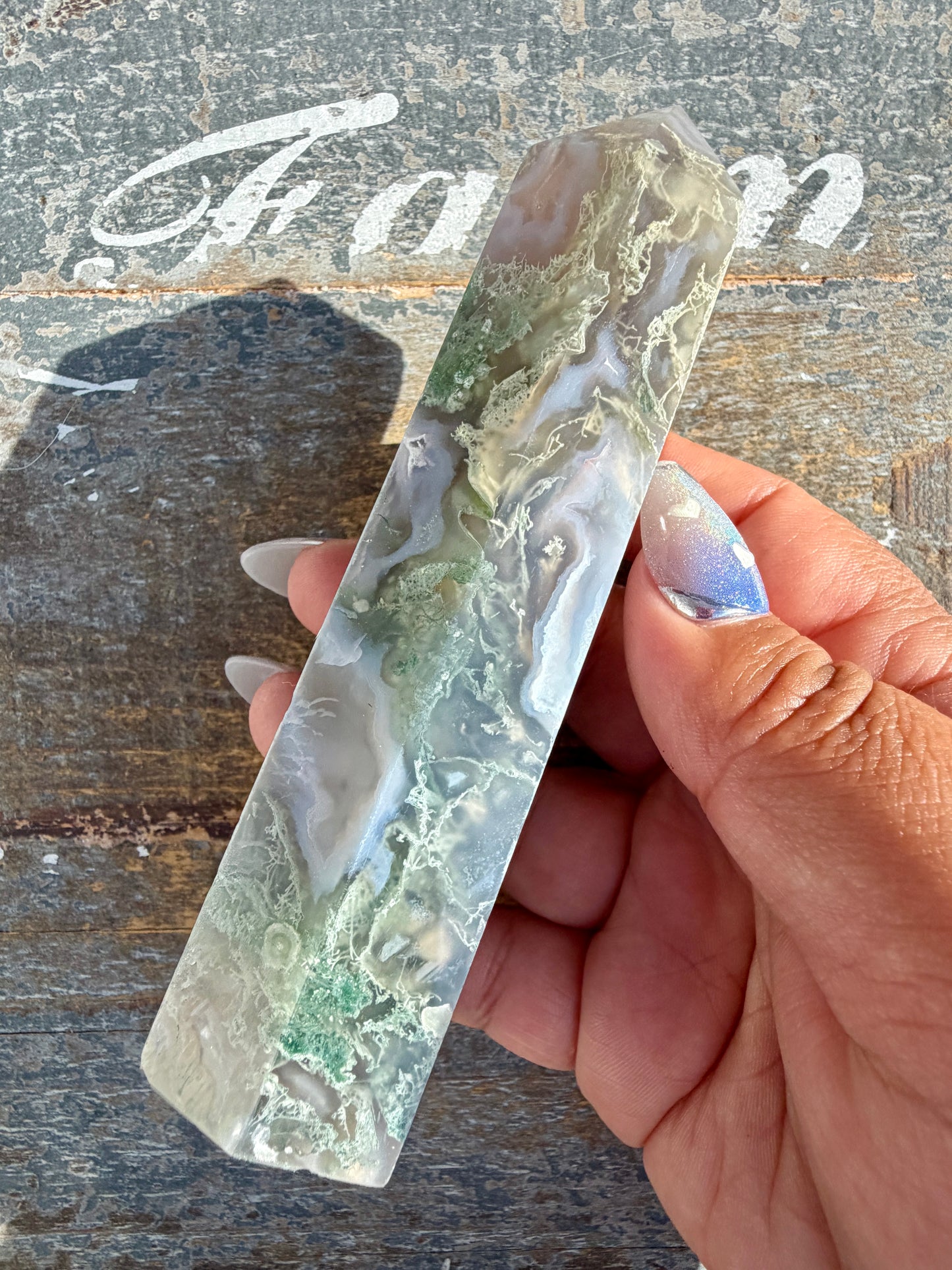 Gorgeous Druzy Moss Agate Tower | Opt 32