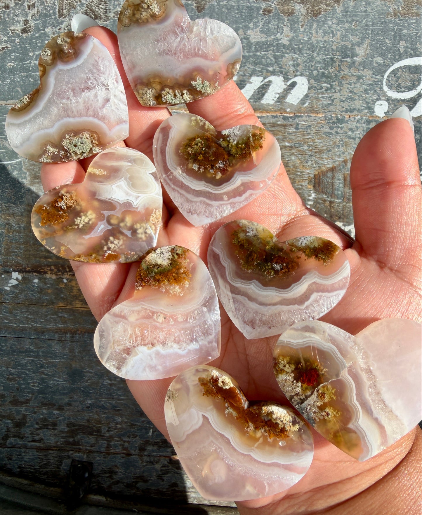 One (1) Gorgeous Scenic Moss Agate Heart (flat back) | Indonesia | Intuitively Chosen
