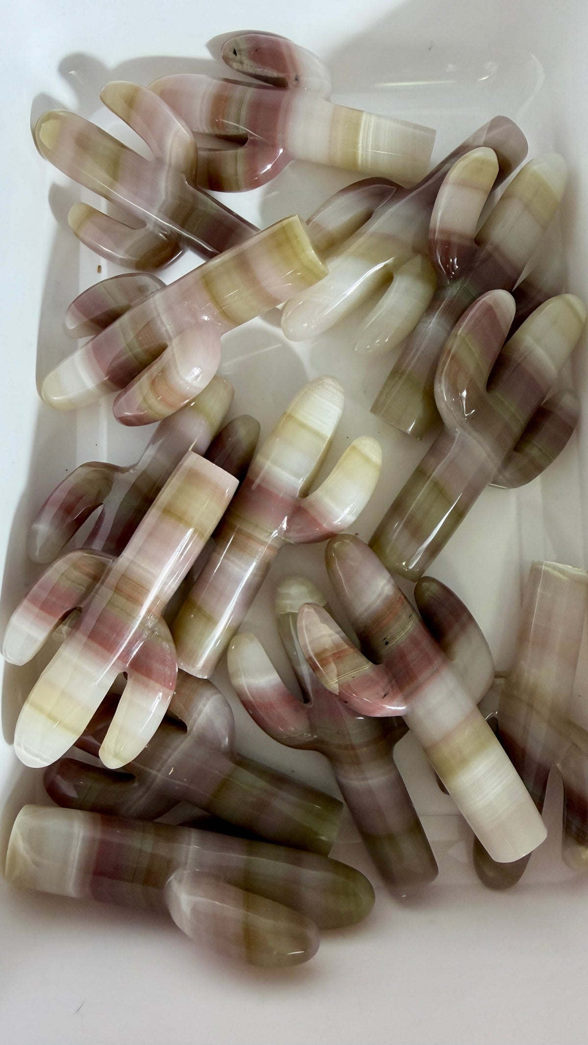 One (1) Banded Calcite Cactus Carving | Intuitively Chosen
