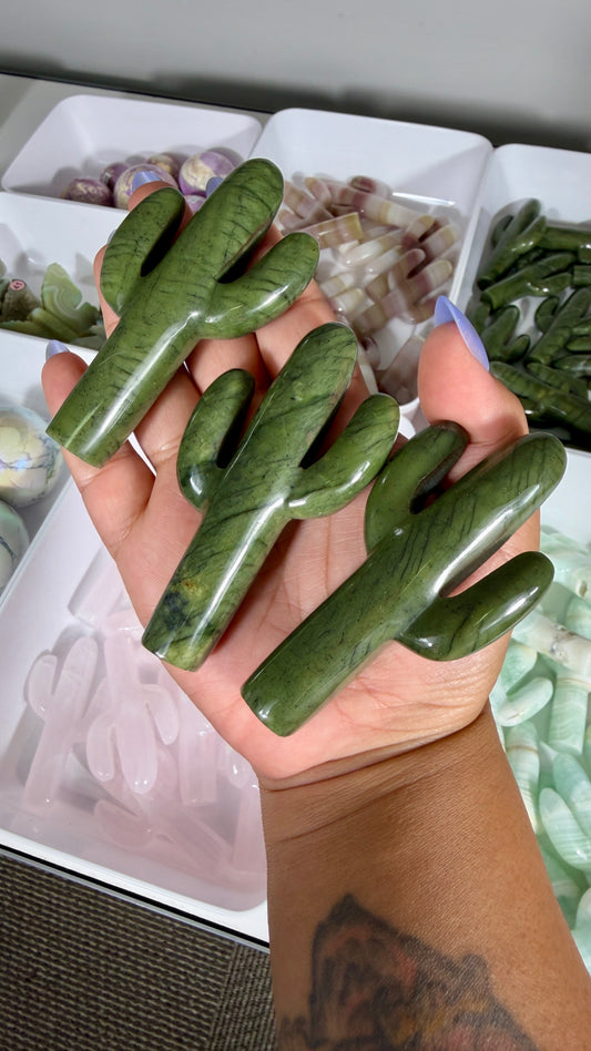 One (1) Gorgeous Serpentine Cactus Carving | Intuitively Chosen