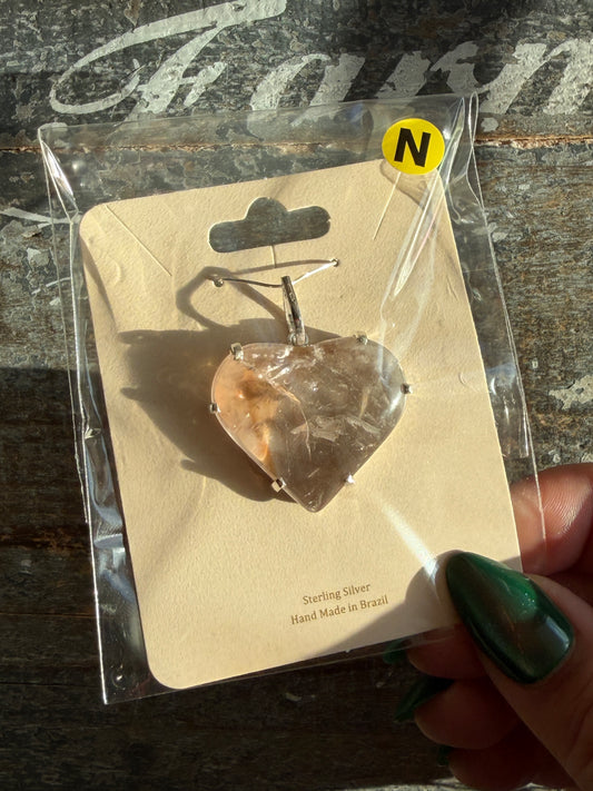 ‼️RESERVED‼️Gorgeous UV Reactive Powellite in Amethyst Heart Pendant | Opt N