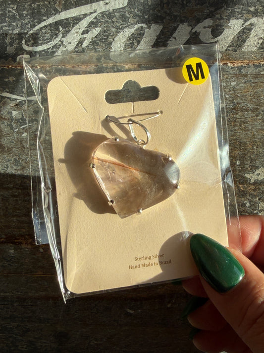 Gorgeous UV Reactive Powellite in Amethyst Heart Pendant | Opt M