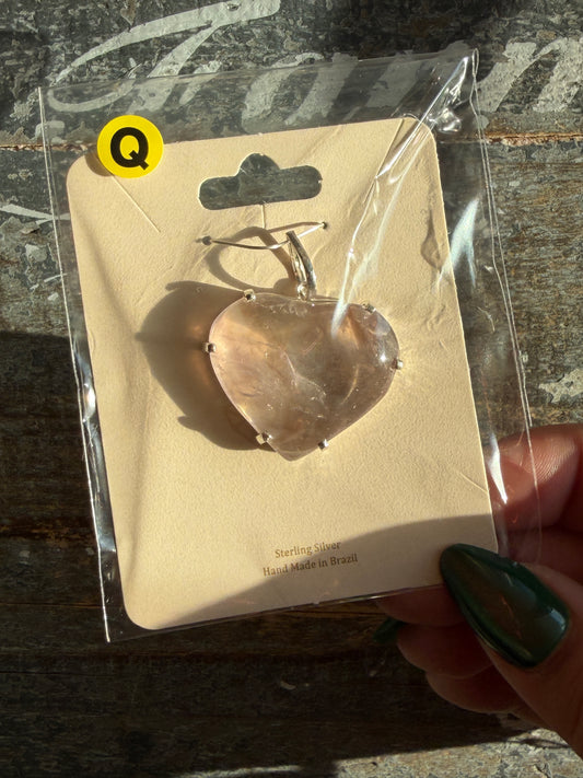 Gorgeous UV Reactive Powellite in Amethyst Heart Pendant | Opt Q