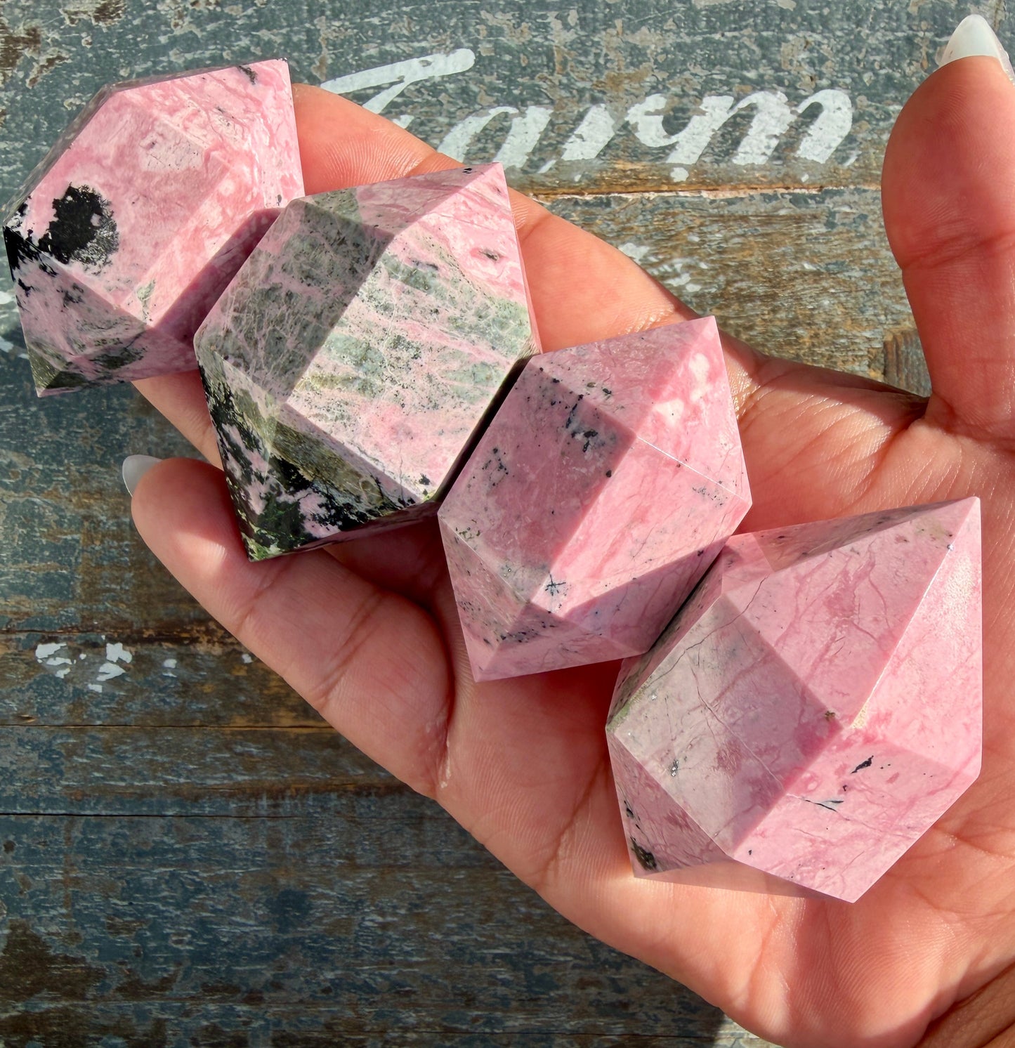 One (1) Pink Peruvian Rhodonite Mini Chunky Wand | Intuitively Chosen