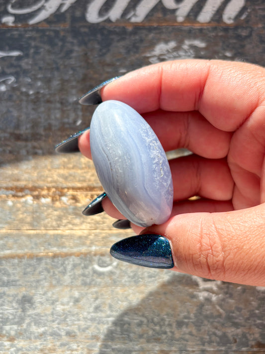 Gorgeous Blue Lace Agate Shiva Hand Carved in India | H