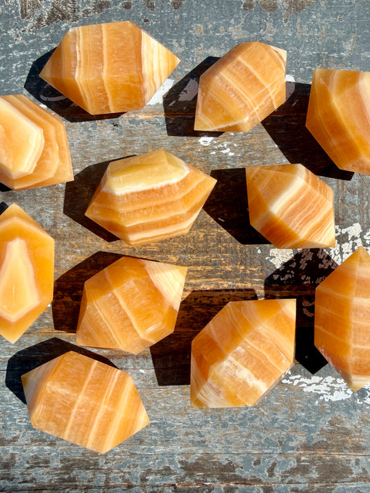 One (1) Banded Honey Calcite Mini Chunky Wand | Intuitively Chosen