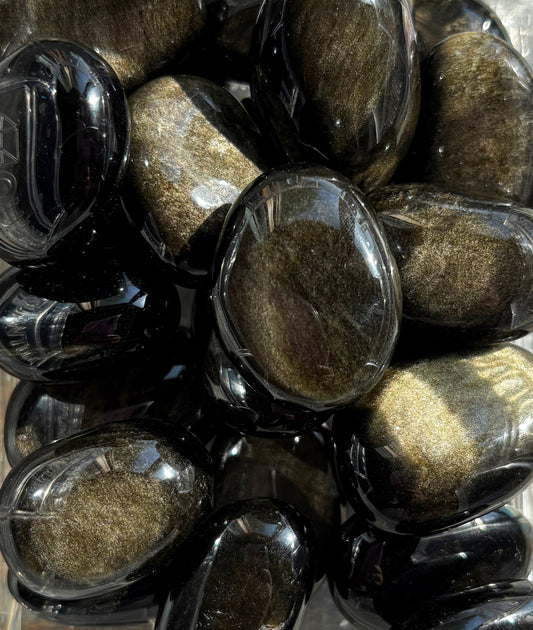 One (1) Gorgeous Gold Sheen Obsidian Tumble | Mexico | Denver Gem Show Find