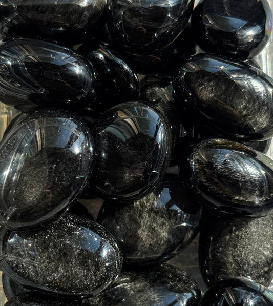 One (1) Gorgeous Silver Sheen Obsidian Tumble | Mexico | Denver Gem Show Find
