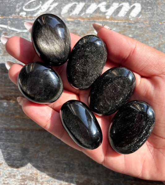 One (1) Gorgeous Silver Sheen Obsidian Tumble | Mexico | Denver Gem Show Find