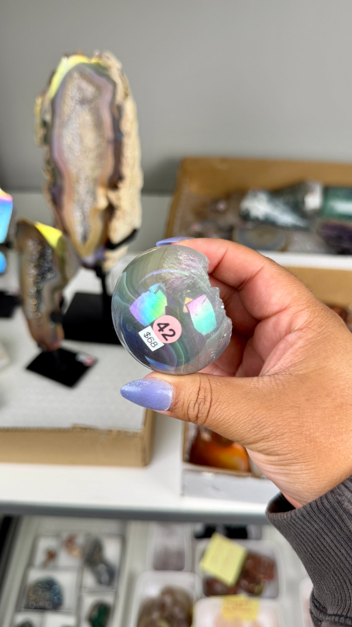 Gorgeous Aura Agate Sphere with Druzy | Brazil | Opt 42