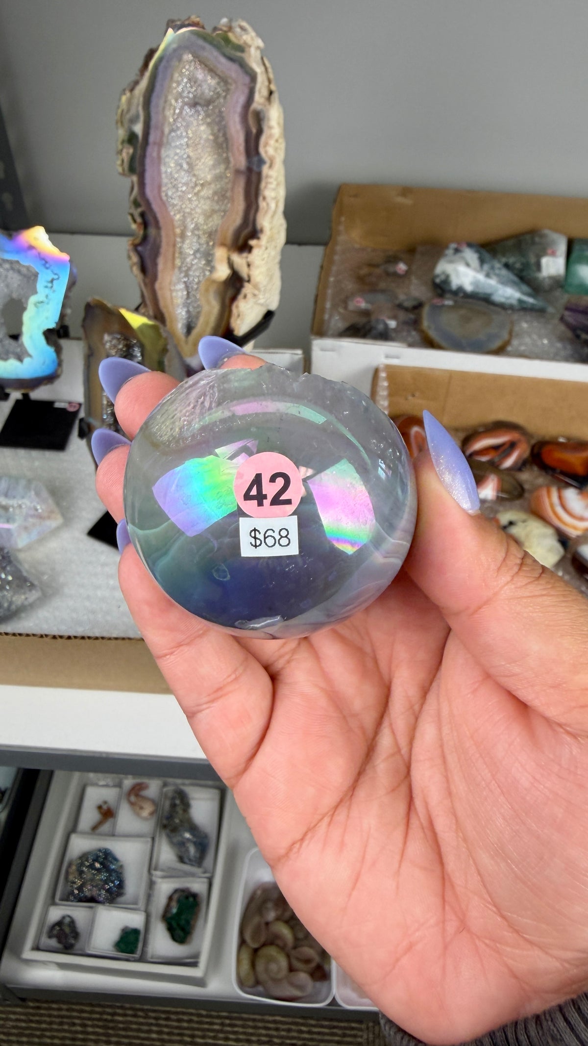Gorgeous Aura Agate Sphere with Druzy | Brazil | Opt 42