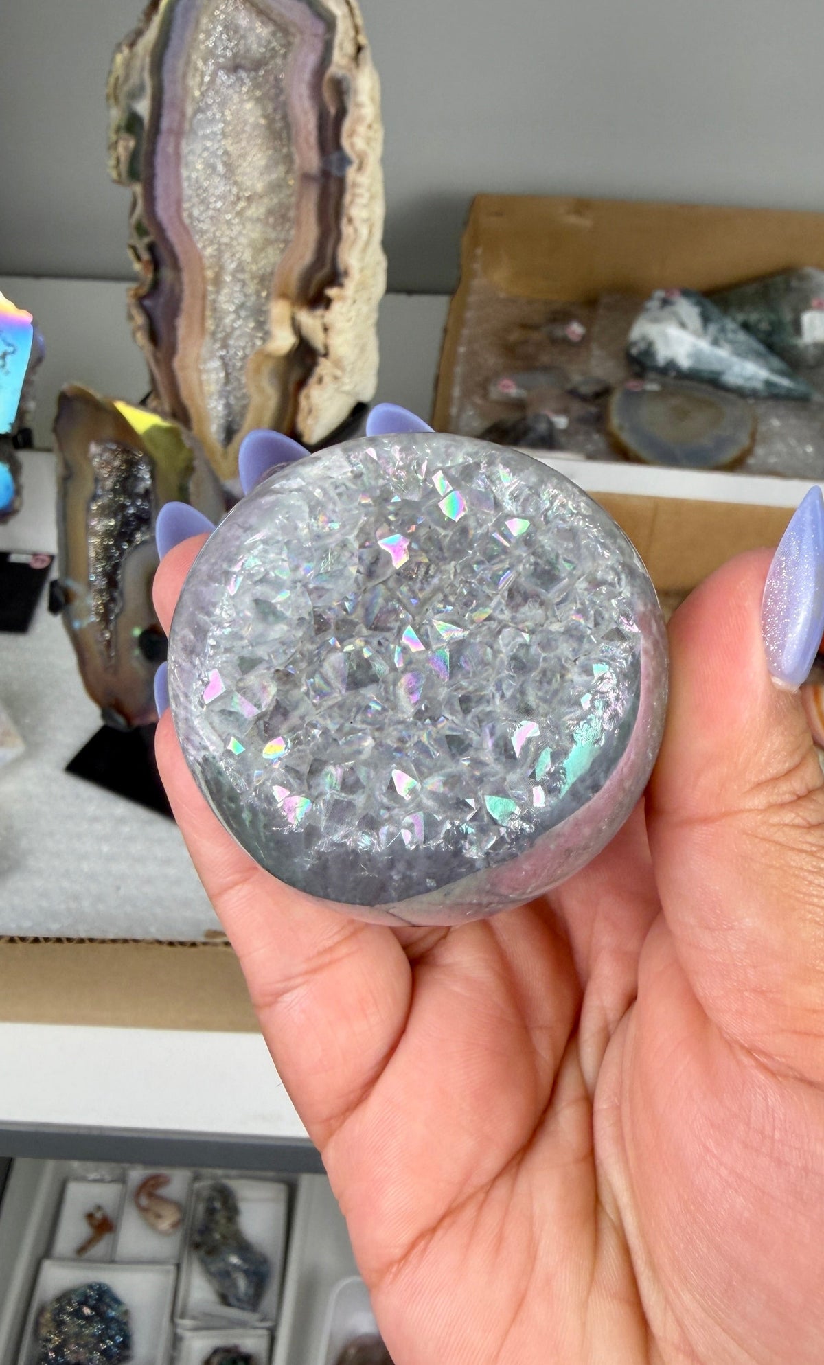 Gorgeous Aura Agate Sphere with Druzy | Brazil | Opt 42