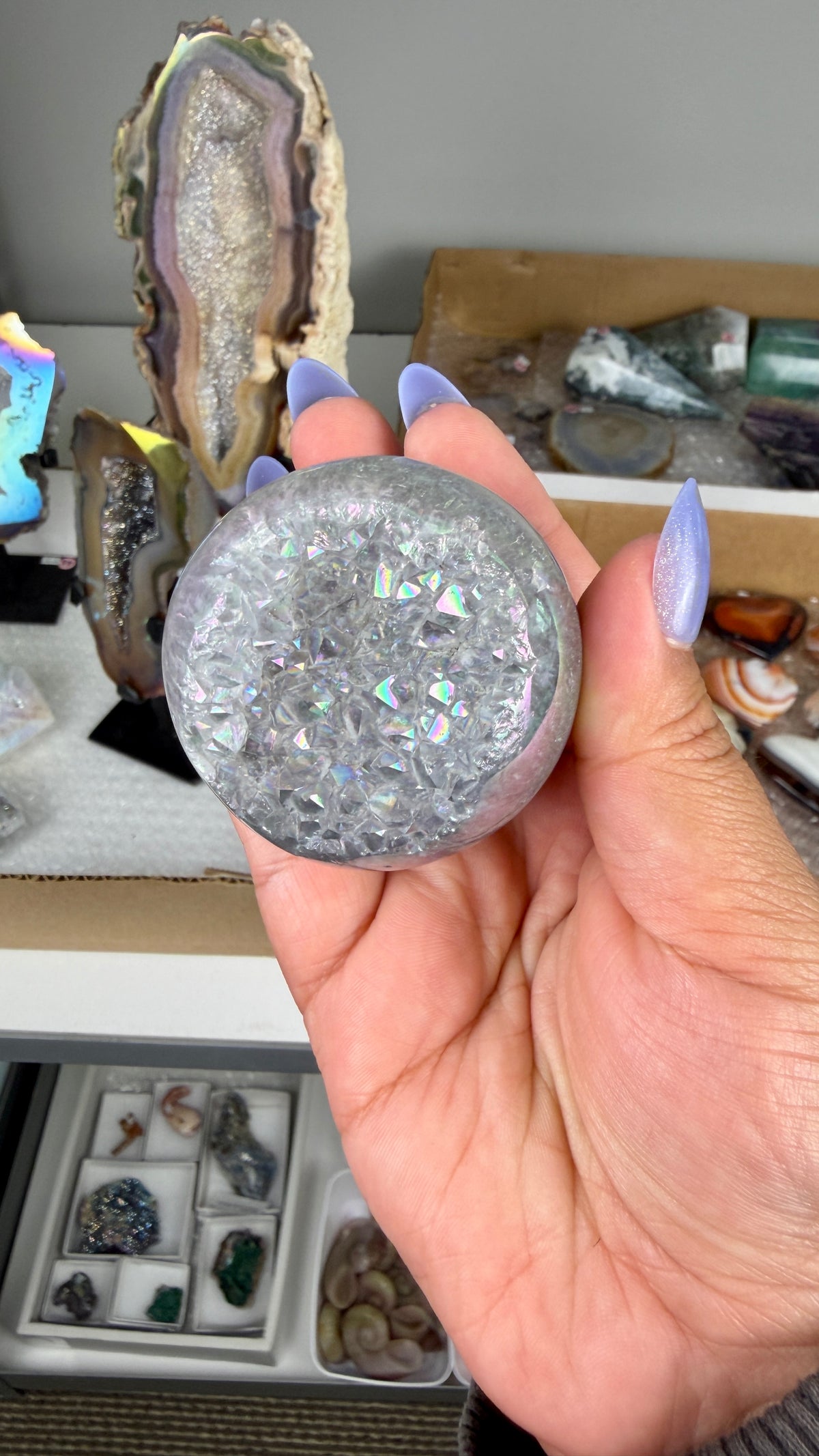 Gorgeous Aura Agate Sphere with Druzy | Brazil | Opt 42