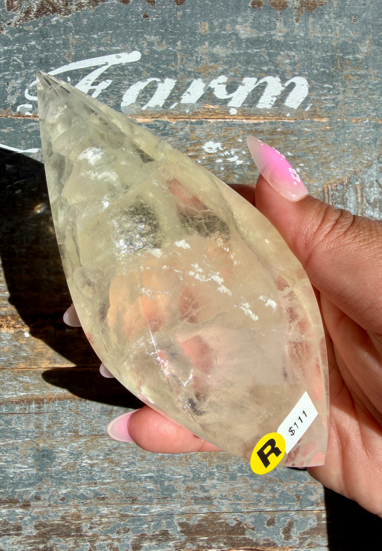 Gorgeous Clear Fluorite Flame with Stand | Opt R