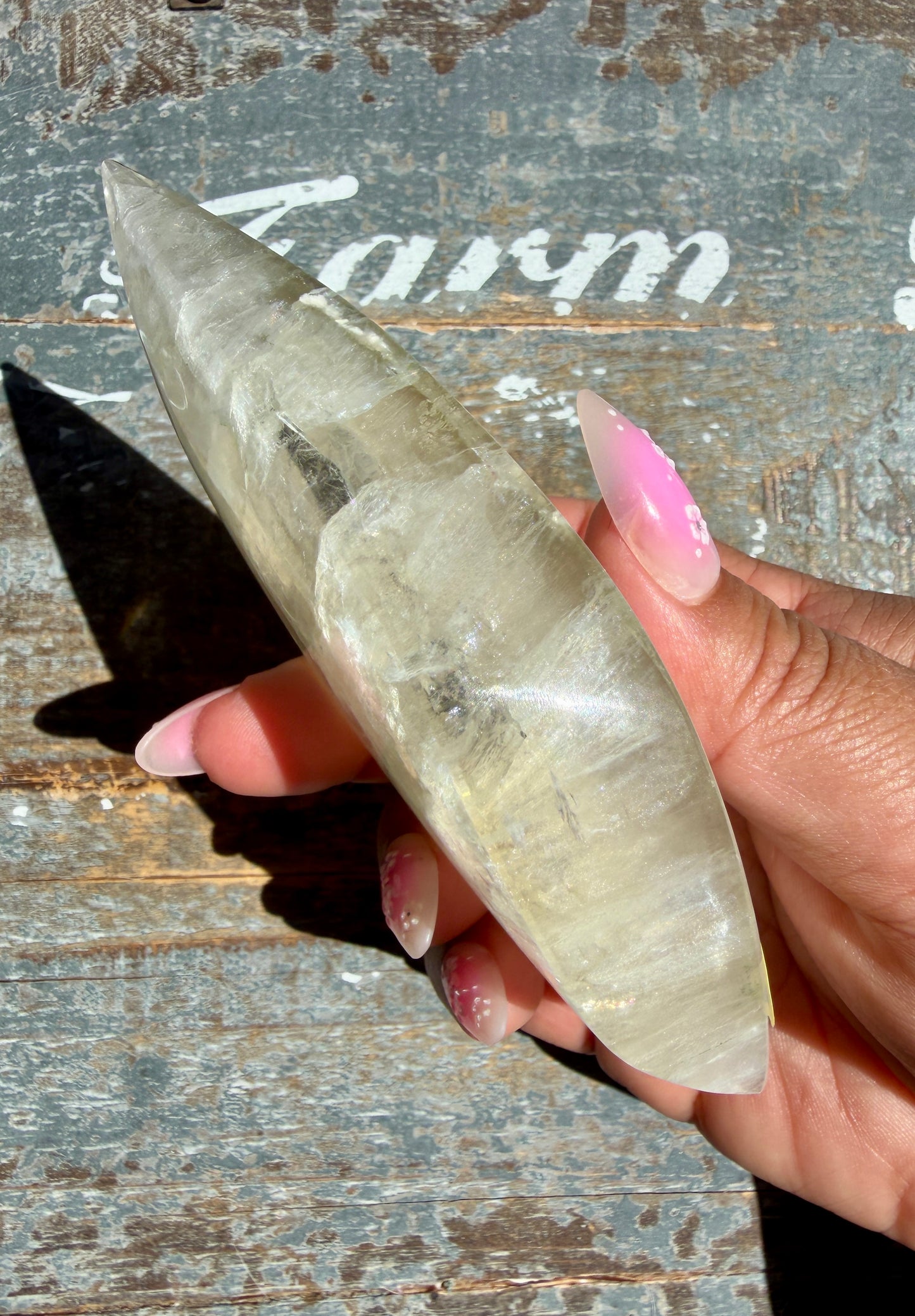 Gorgeous Clear Fluorite Flame with Stand | Opt R