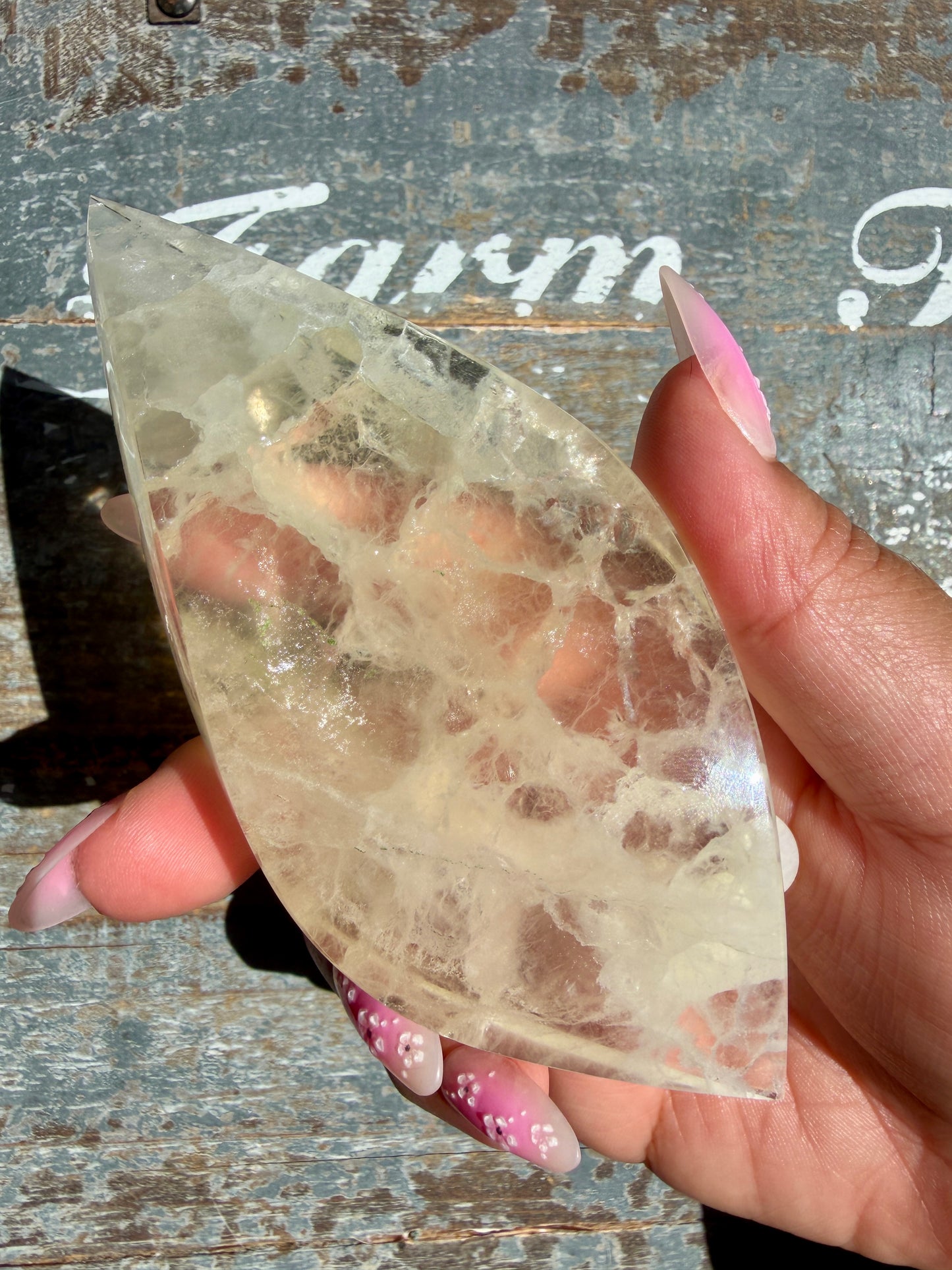 Gorgeous Clear Fluorite Flame with Stand | Opt R