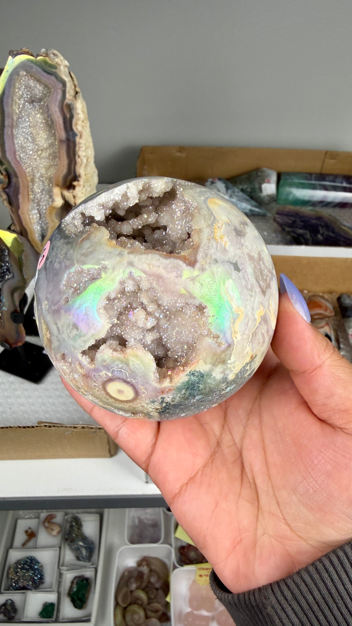 Gorgeous Aura Pink Amethyst Sphere with Druzy | Brazil | Opt 41