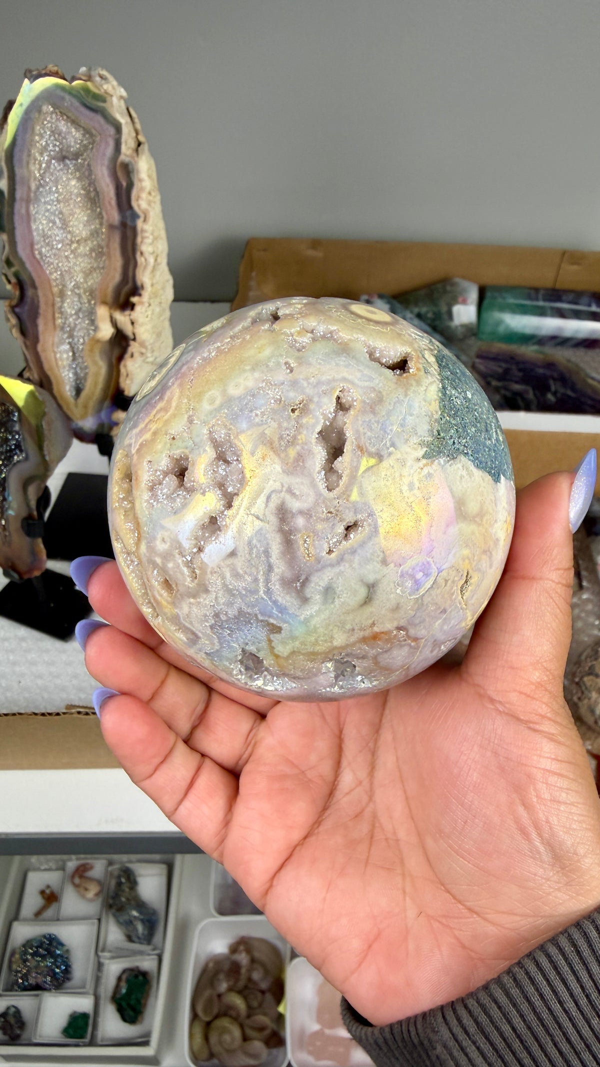 Gorgeous Aura Pink Amethyst Sphere with Druzy | Brazil | Opt 41