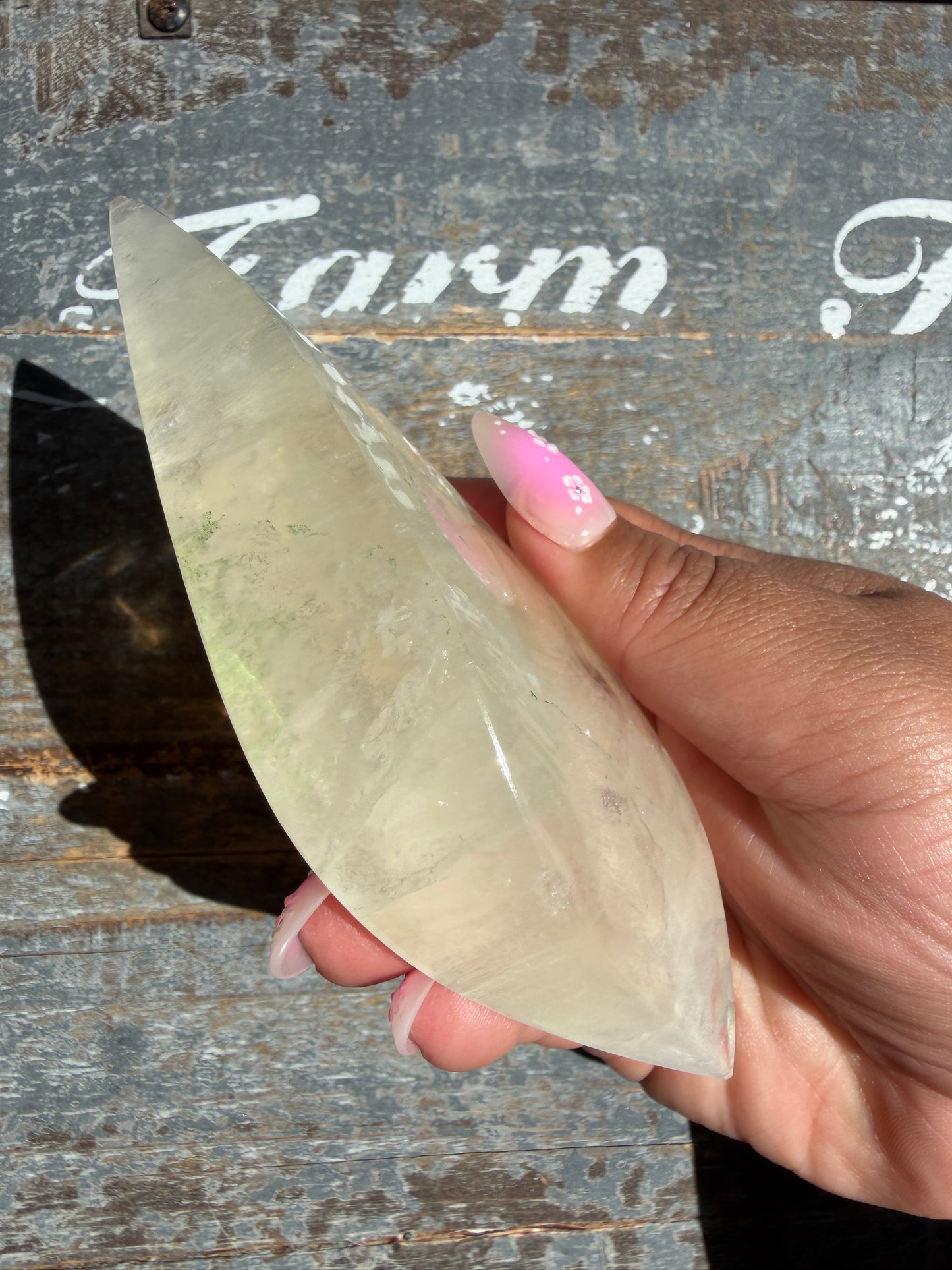 Gorgeous Clear Fluorite Flame with Stand | Opt R