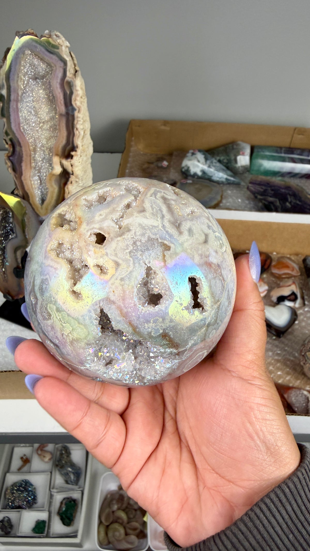 Gorgeous Aura Pink Amethyst Sphere with Druzy | Brazil | Opt 41