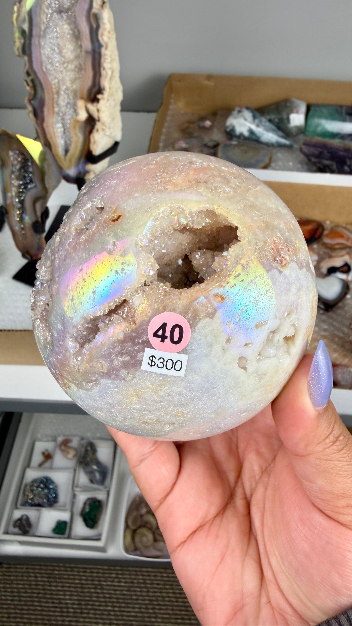 Gorgeous Aura Pink Amethyst Sphere with Druzy | Brazil | Opt 40