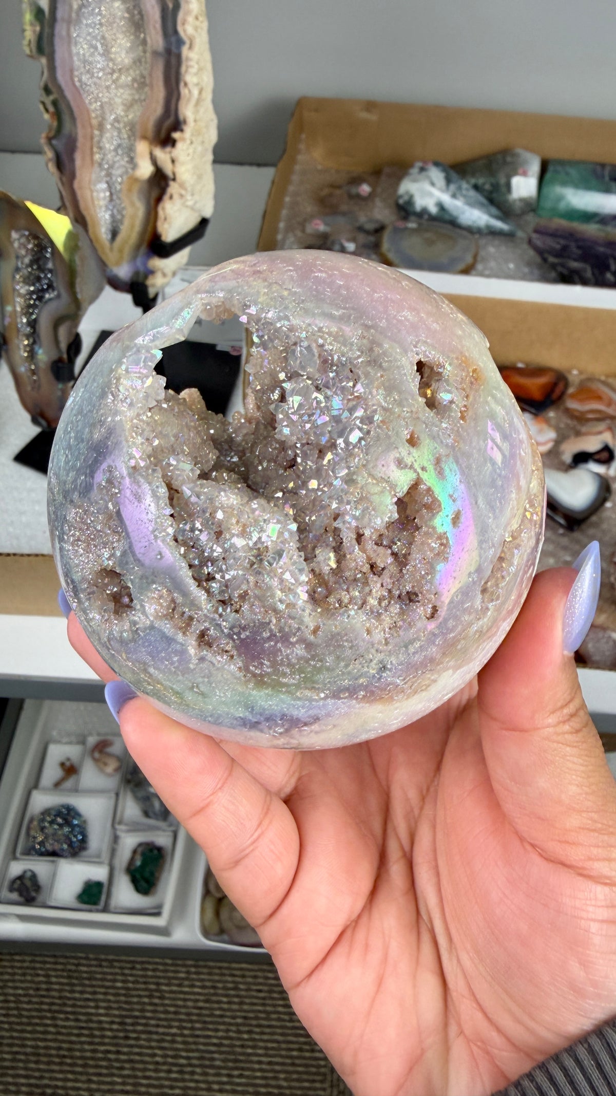 Gorgeous Aura Pink Amethyst Sphere with Druzy | Brazil | Opt 40