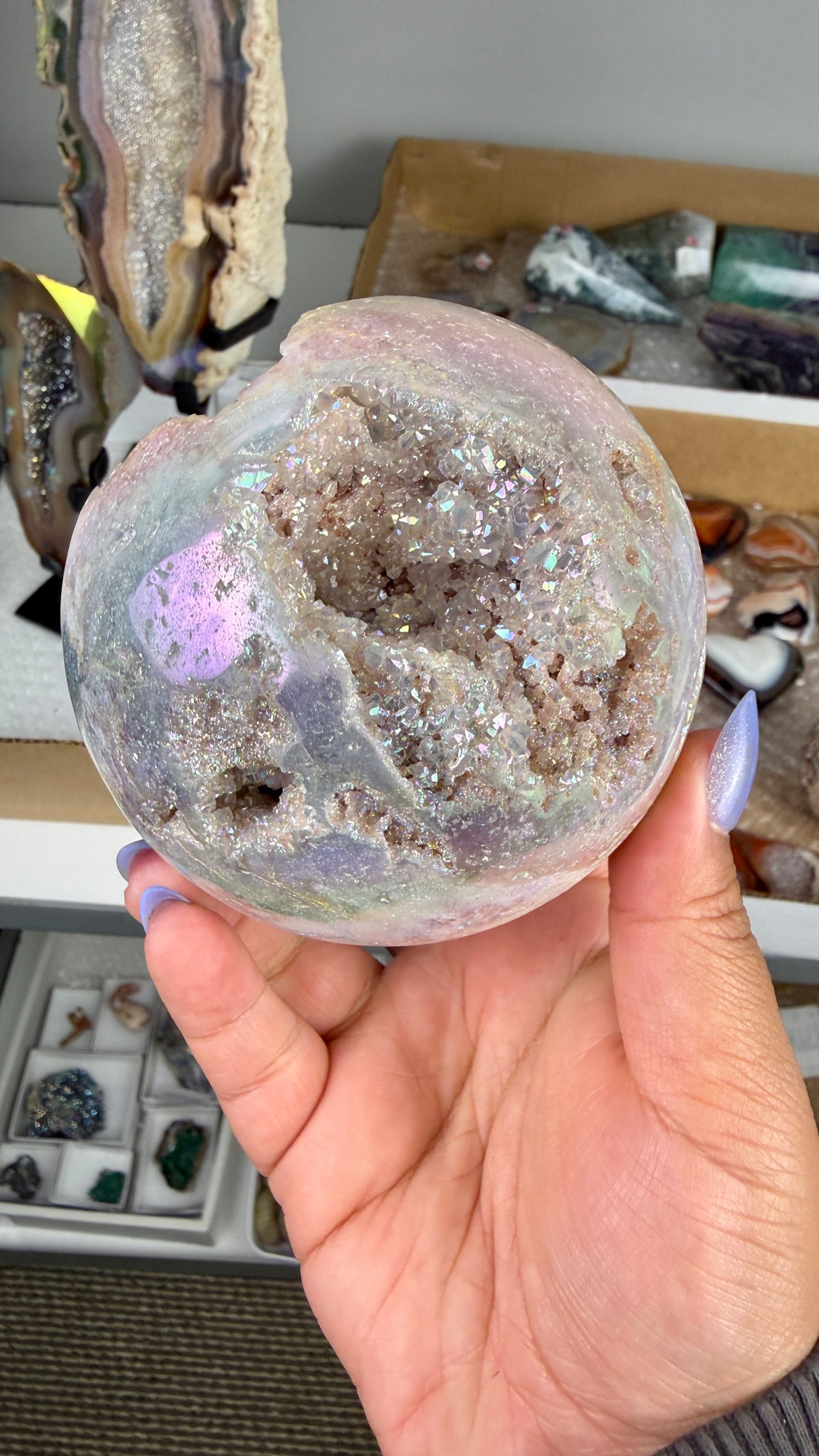 Gorgeous Aura Pink Amethyst Sphere with Druzy | Brazil | Opt 40