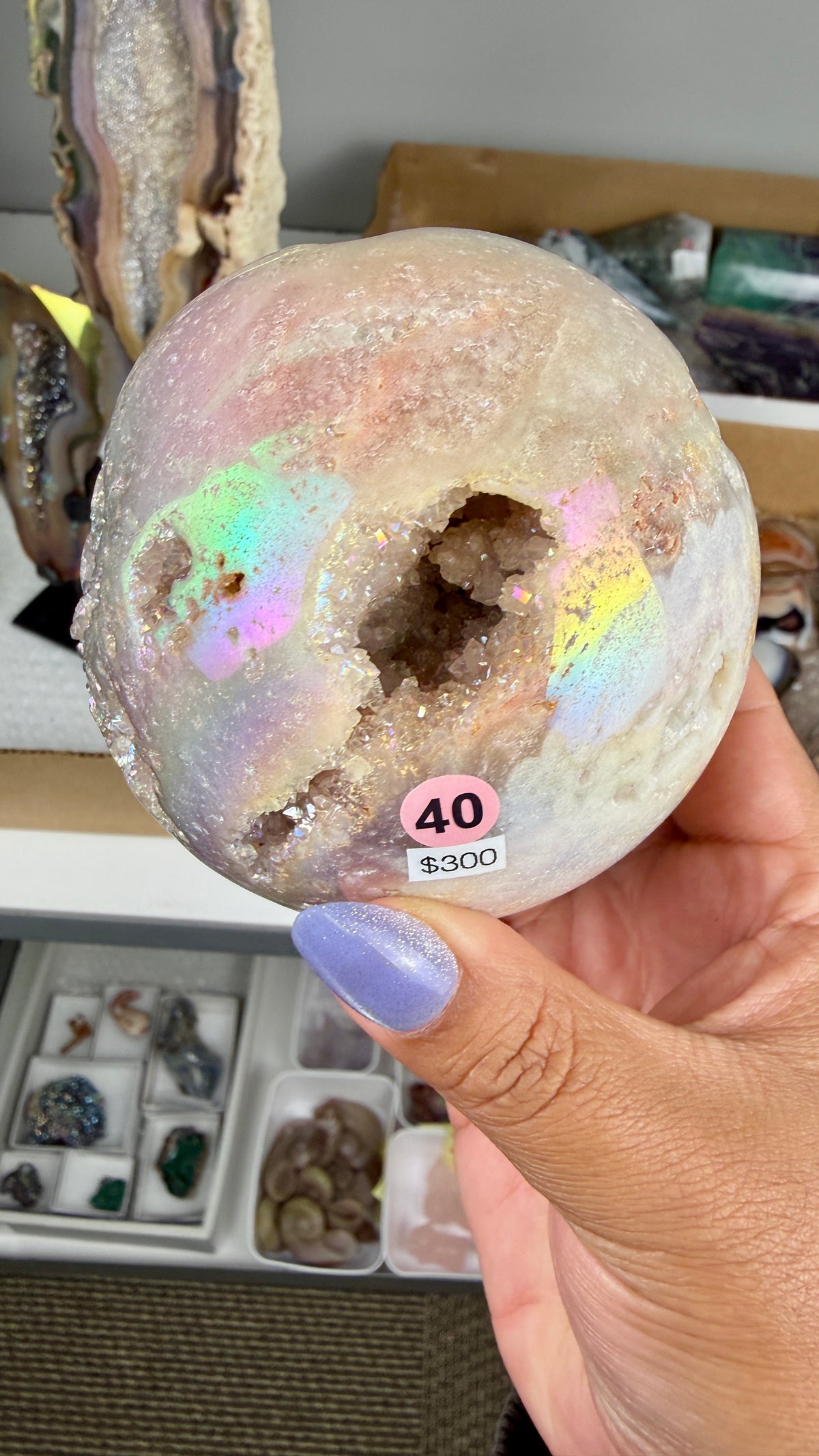Gorgeous Aura Pink Amethyst Sphere with Druzy | Brazil | Opt 40