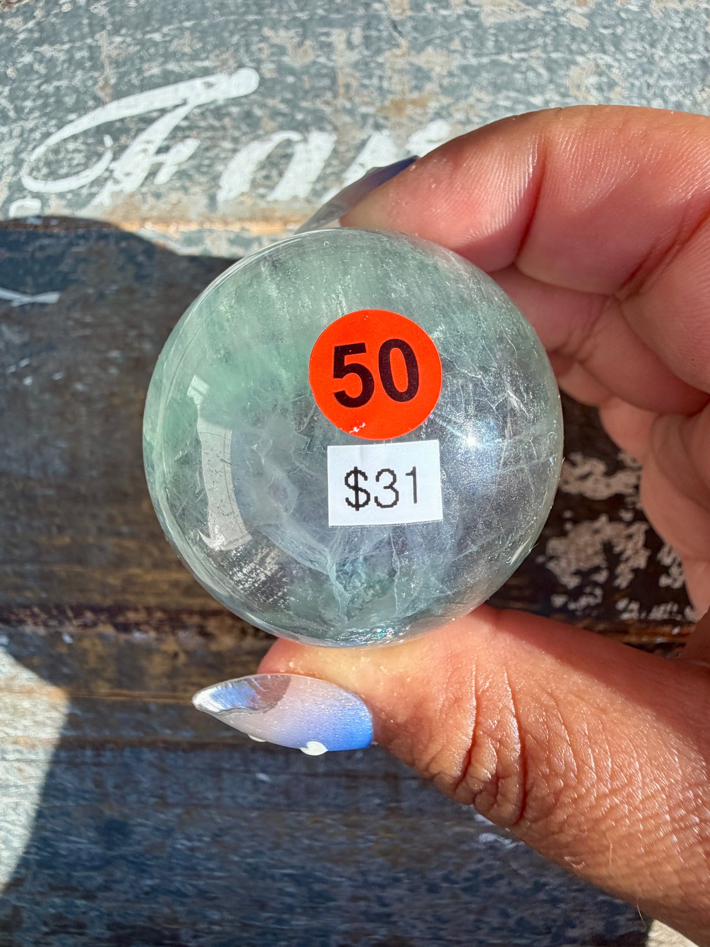 Gorgeous Stormy Water Fluorite Sphere | Opt 50