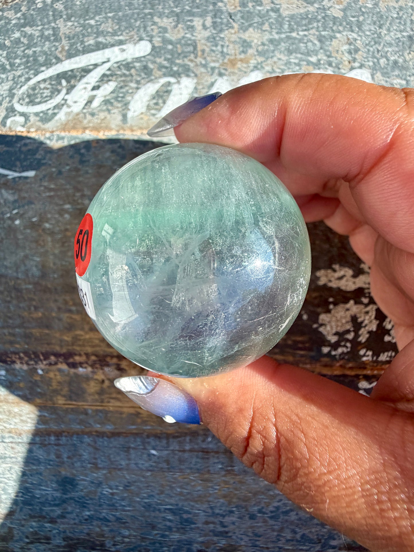 Gorgeous Stormy Water Fluorite Sphere | Opt 50