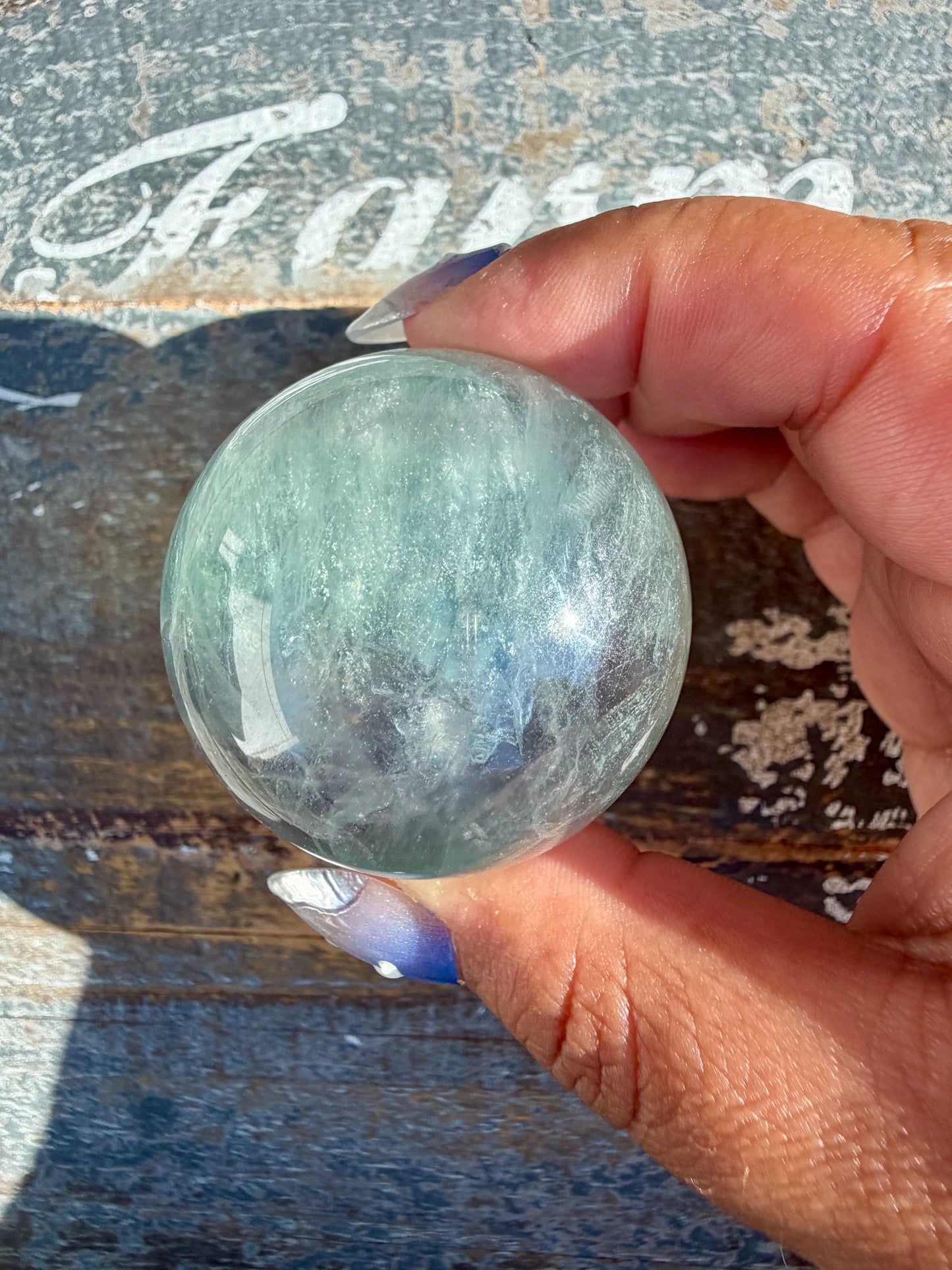 Gorgeous Stormy Water Fluorite Sphere | Opt 50