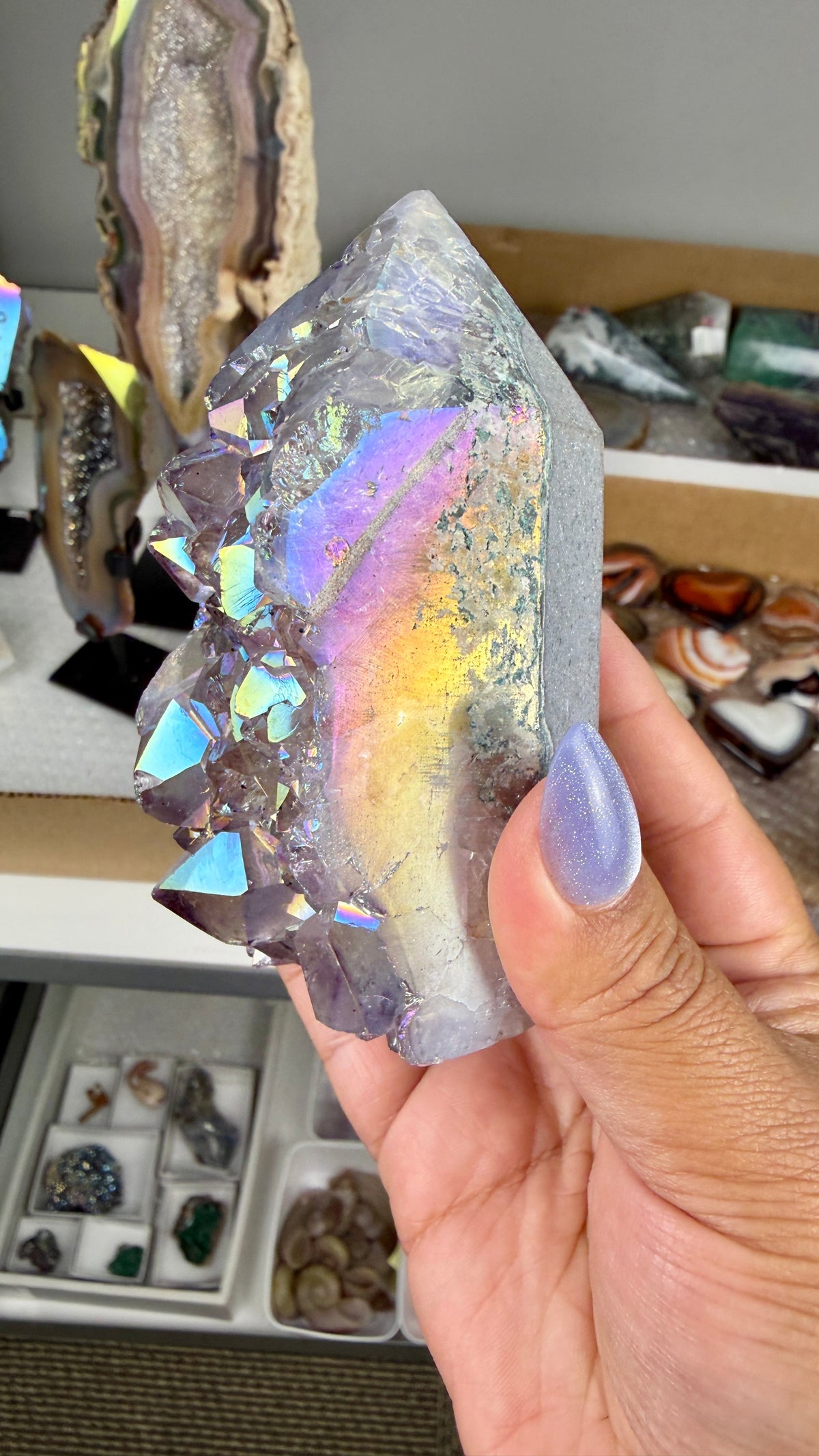 Gorgeous Aura Agate Tower with Druzy | Brazil | Opt 44