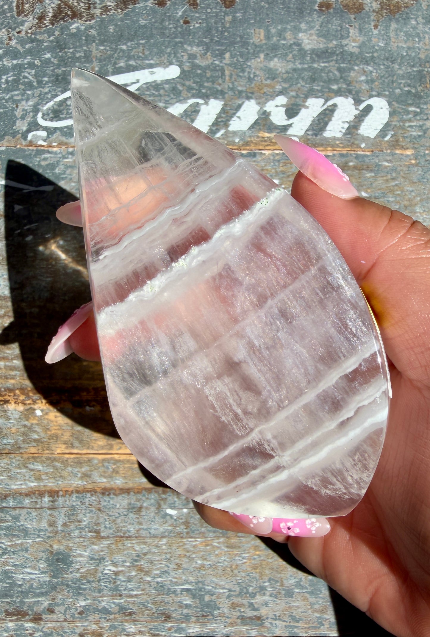Gorgeous Clear Fluorite Flame with Stand | Opt Q