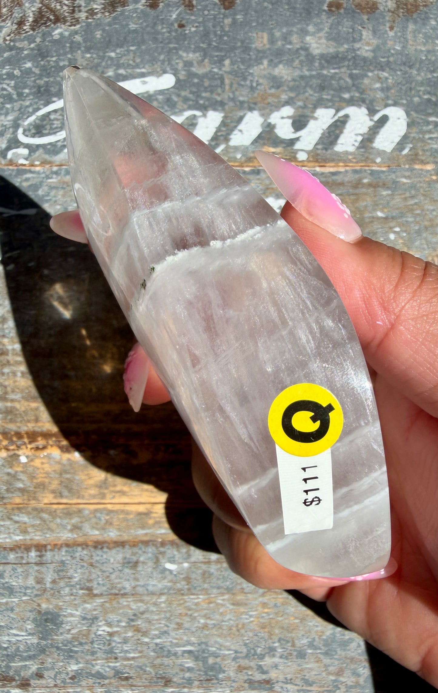 Gorgeous Clear Fluorite Flame with Stand | Opt Q
