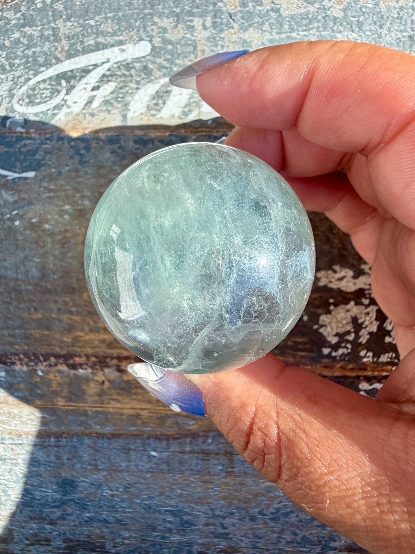 Gorgeous Stormy Water Fluorite Sphere | Opt 50