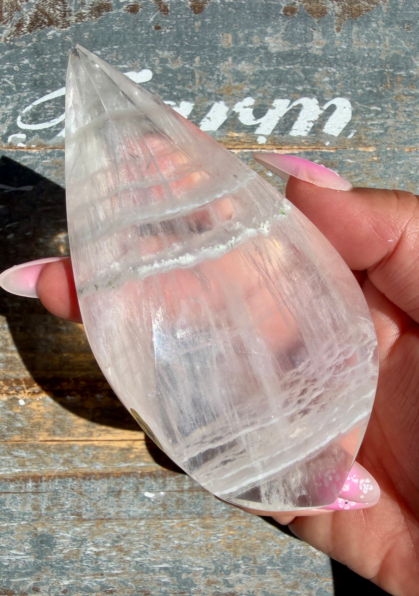 Gorgeous Clear Fluorite Flame with Stand | Opt Q