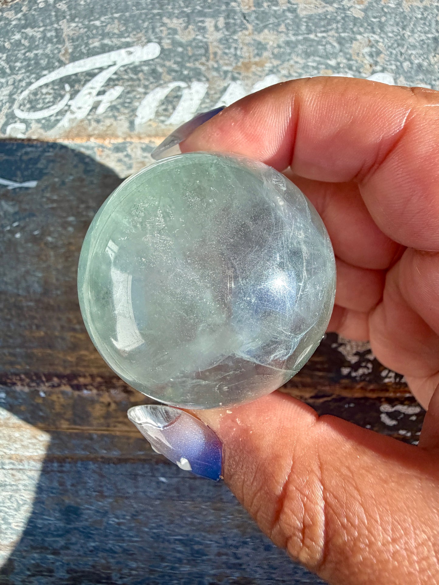 Gorgeous Stormy Water Fluorite Sphere | Opt 50