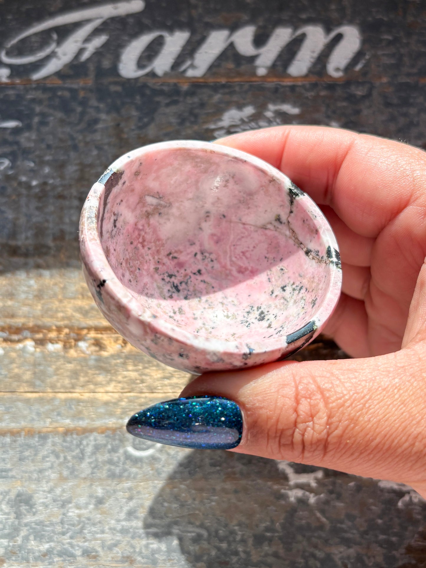 Gorgeous Hand Carved Peruvian Rhodonite Mini Bowl Hand Carved in India | D