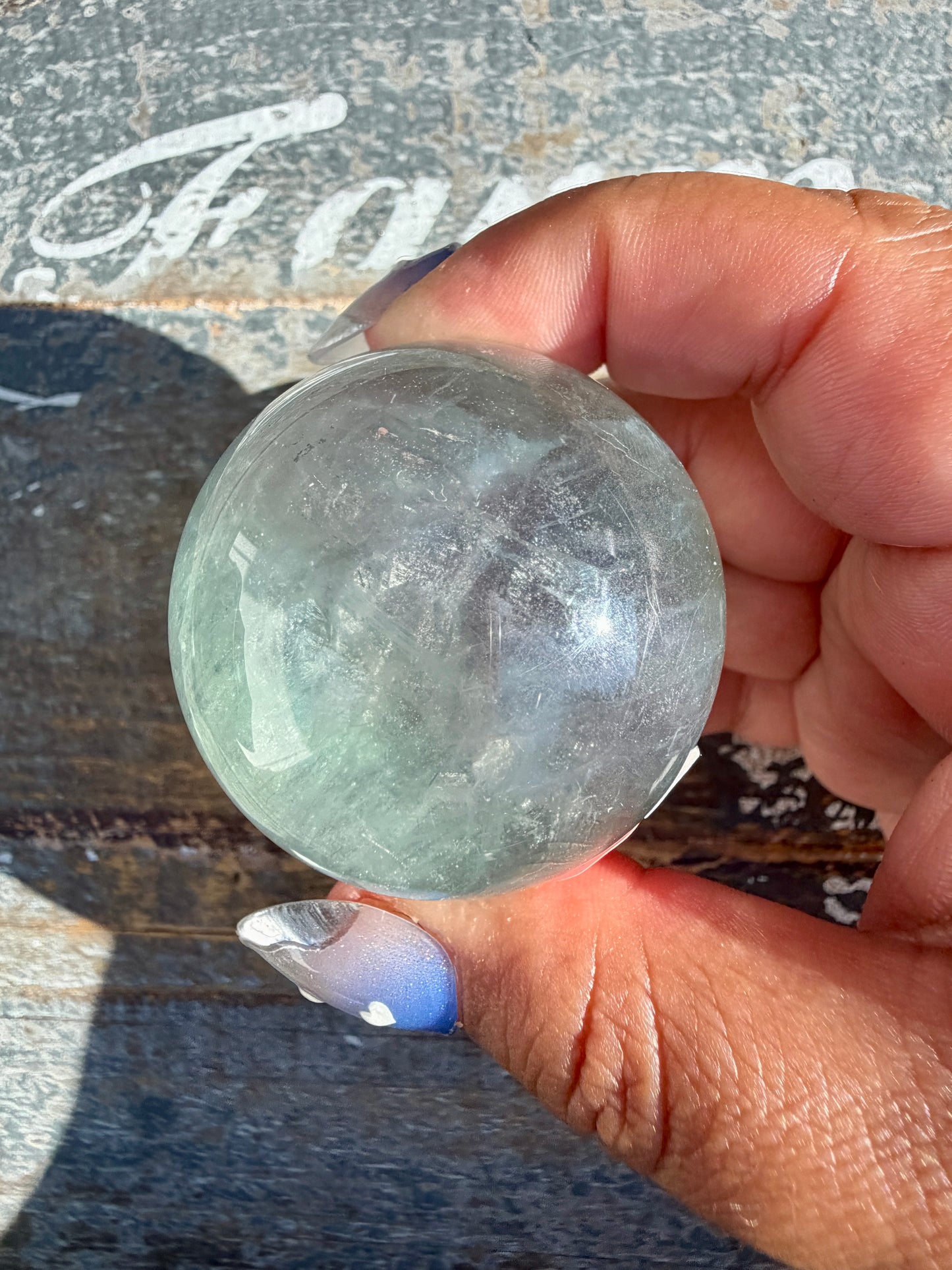Gorgeous Stormy Water Fluorite Sphere | Opt 50