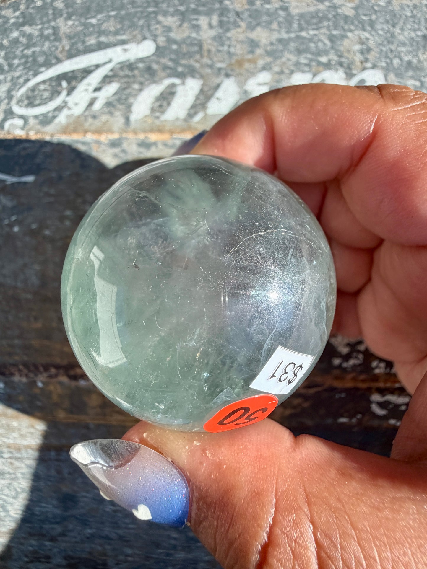 Gorgeous Stormy Water Fluorite Sphere | Opt 50