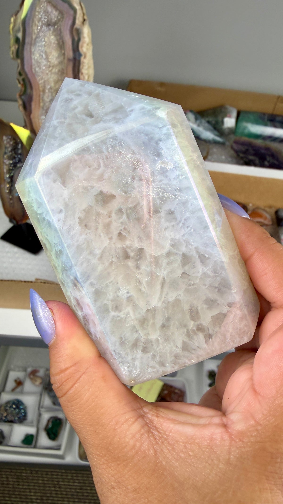 Gorgeous Aura Agate Tower with Druzy | Brazil | Opt 43