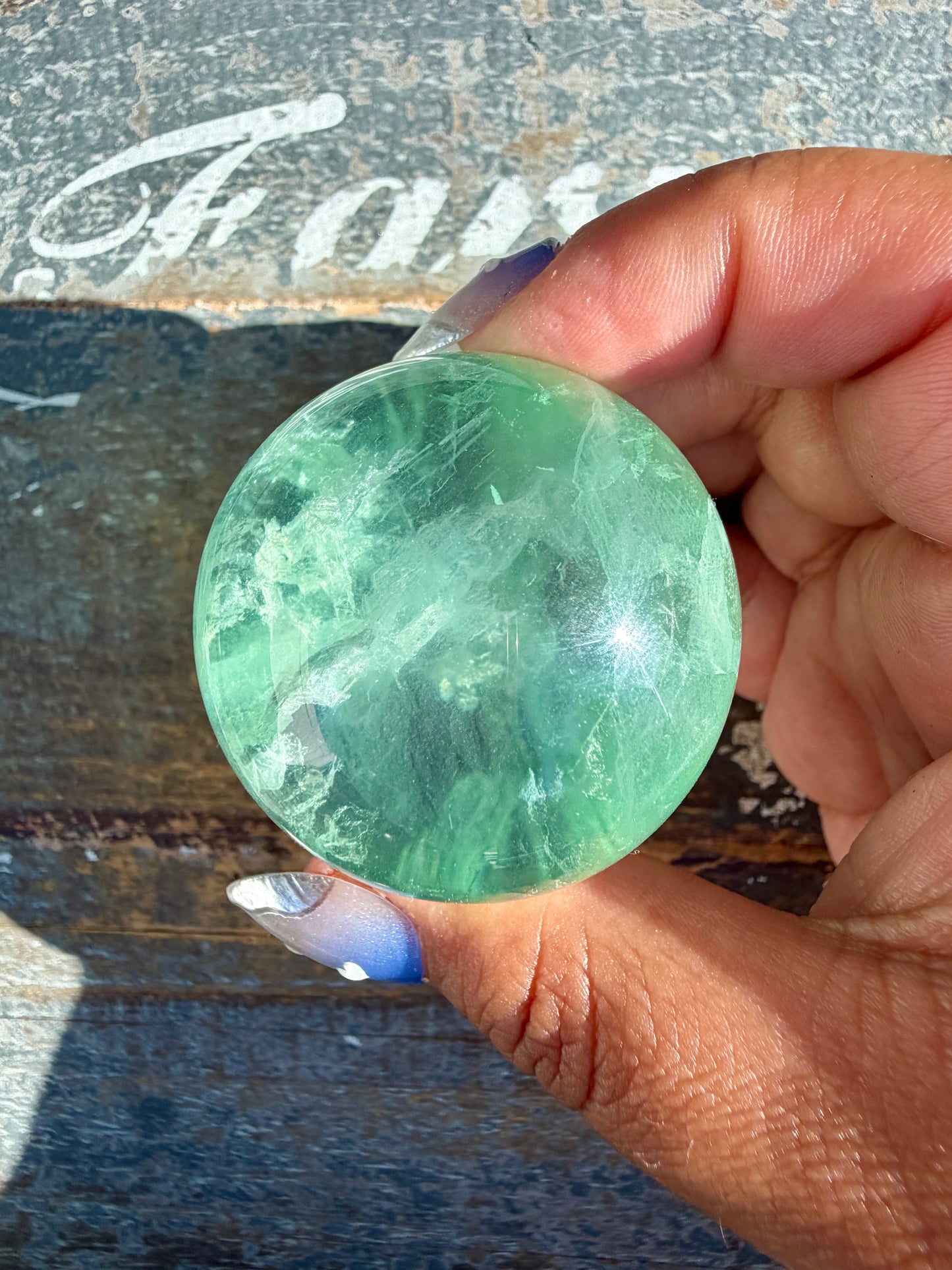 Gorgeous Stormy Water Fluorite Sphere | Opt 49
