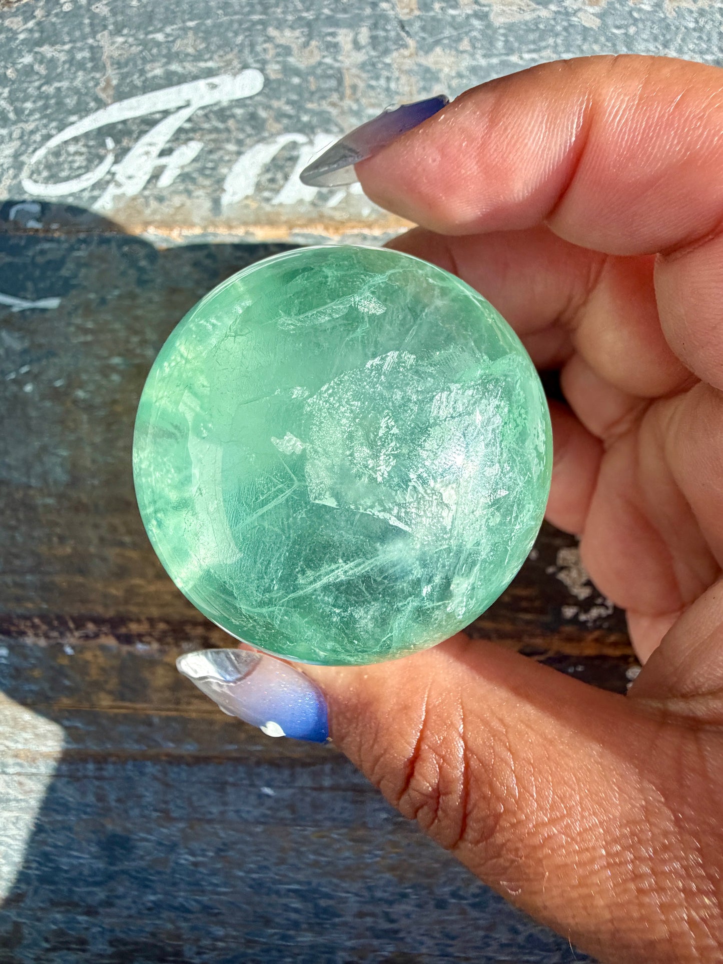 Gorgeous Stormy Water Fluorite Sphere | Opt 49