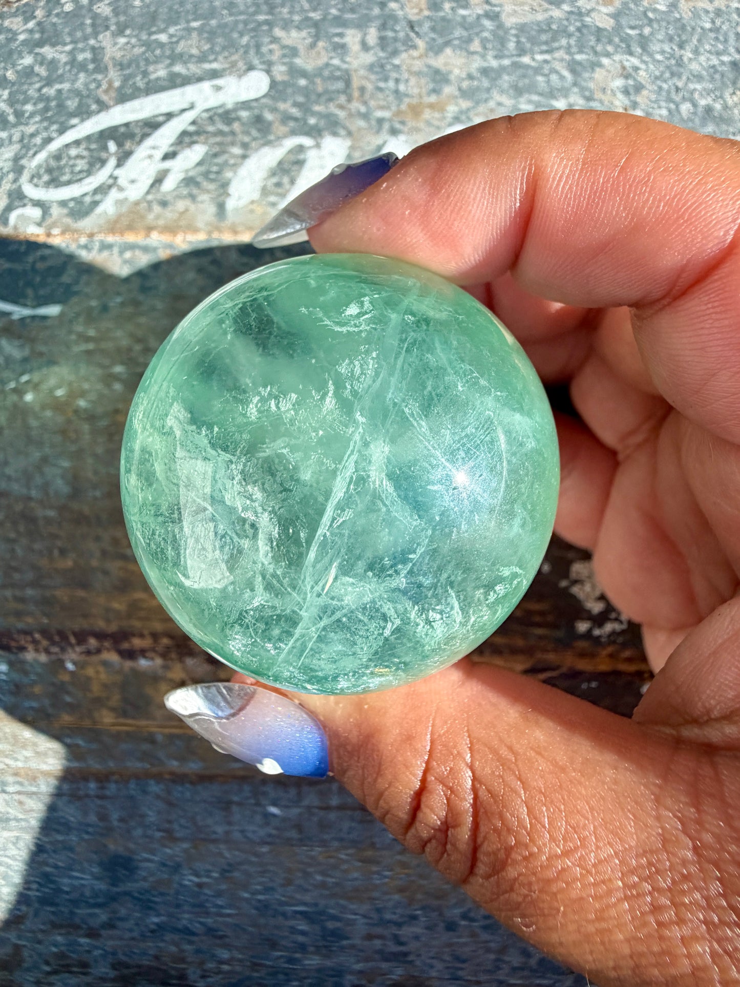 Gorgeous Stormy Water Fluorite Sphere | Opt 49